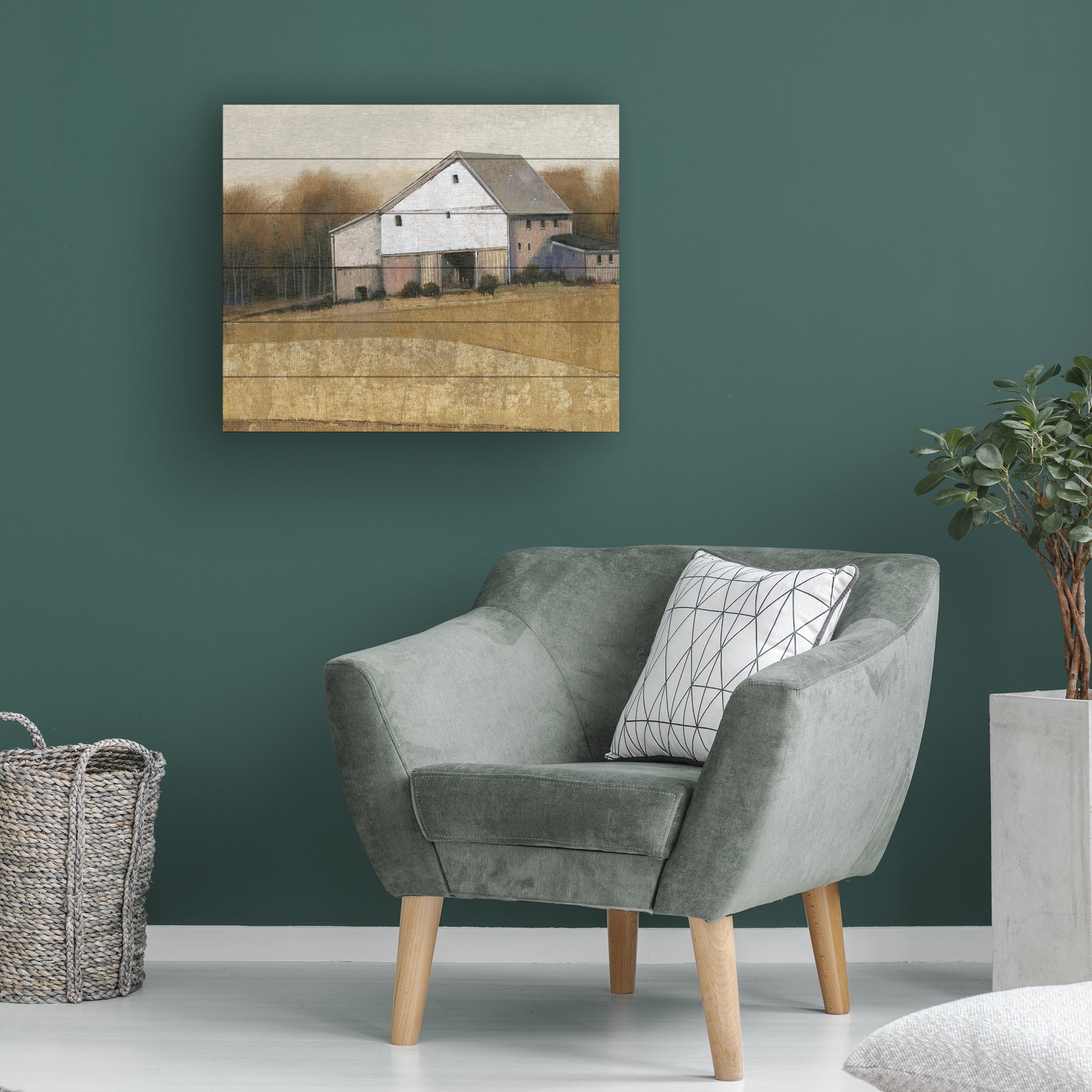 Tim O'Toole 'White Barn View I' Wood Slat Art 18x22