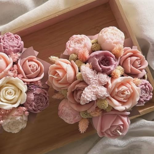 6 Pcs Flower Candle Making Mold Silicone 3D Rose Butterfly Molds Kit De Rosas Silicona para Velas for Candle Bouquet DIY, Wax, Soap, Epoxy Resin, Clay Craft Home Decor Valentine's Day Gift