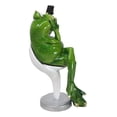 thumbnail image 3 of Green Queen Diva Lady Frog Taking Selfie Seated On Salon Chair Figurine 7"H, 3 of 9