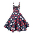 thumbnail image 4 of LWavelet 2026 Valentine's Coffee Date Spaghetti Strap Dress, Heart Print Slimming Waist Flared Valentine Sundress Wine 2XL, 4 of 4