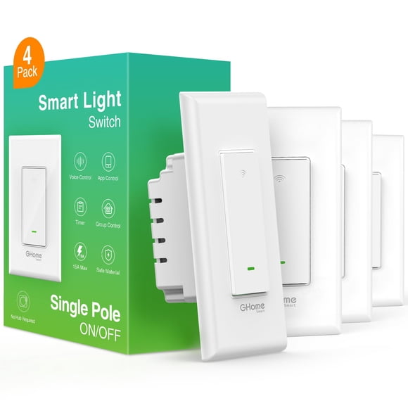 Paquete de 4 luces inteligentes Wi-Fi Smart Switch GHome Alexa/Google