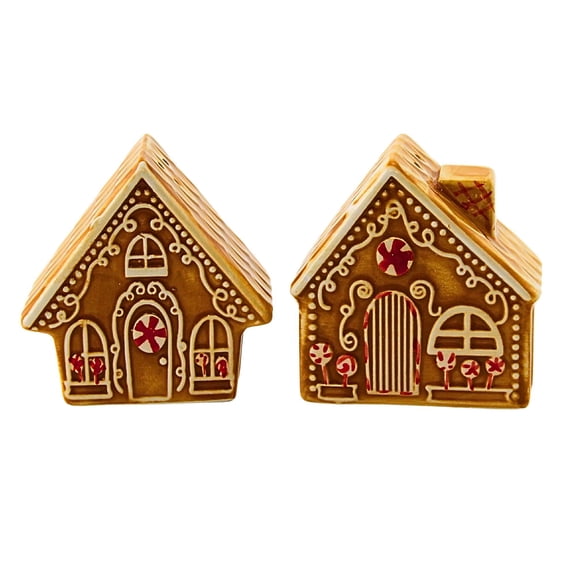 Transpac 2.75In Peppermint Salt & Pepper Set, Dolomite, Gingerbread Holidays Candy Tc02933