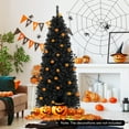 thumbnail image 4 of Gymax 6 FT Pre-lit Black Halloween Tree Artificial PVC Slim Pencil Christmas Tree, 4 of 10