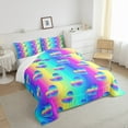 thumbnail image 4 of Rainbow Comforter Set Queen Psychedelic Galaxy Bedding Set, Neon Gradient Love Heart Bedding Comforter Sets Colorful Ombre Duvet Insert, Glowing Hearts Down Comforter Decoratives 3pcs, 4 of 5