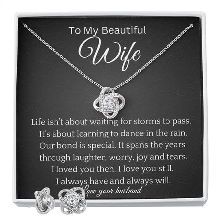 Special Bond Necklace Wife Anniversary Birthday Present For Women, White Love Knot Necklace
