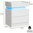 thumbnail image 2 of Hommpa LED Nightstand Set of 2 Modern 2 Drawers Bedside Table High Gloss White Smart Nightstands Led Side Table for Bedroom 21.5in Tall, 2 of 11
