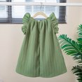 thumbnail image 2 of OSOLU Toddler Girls Fly Sleeve Solid Color Dress Dance Party Dresses Sundress Baby Holiday Dailywear, 4-5 Years, 2 of 3