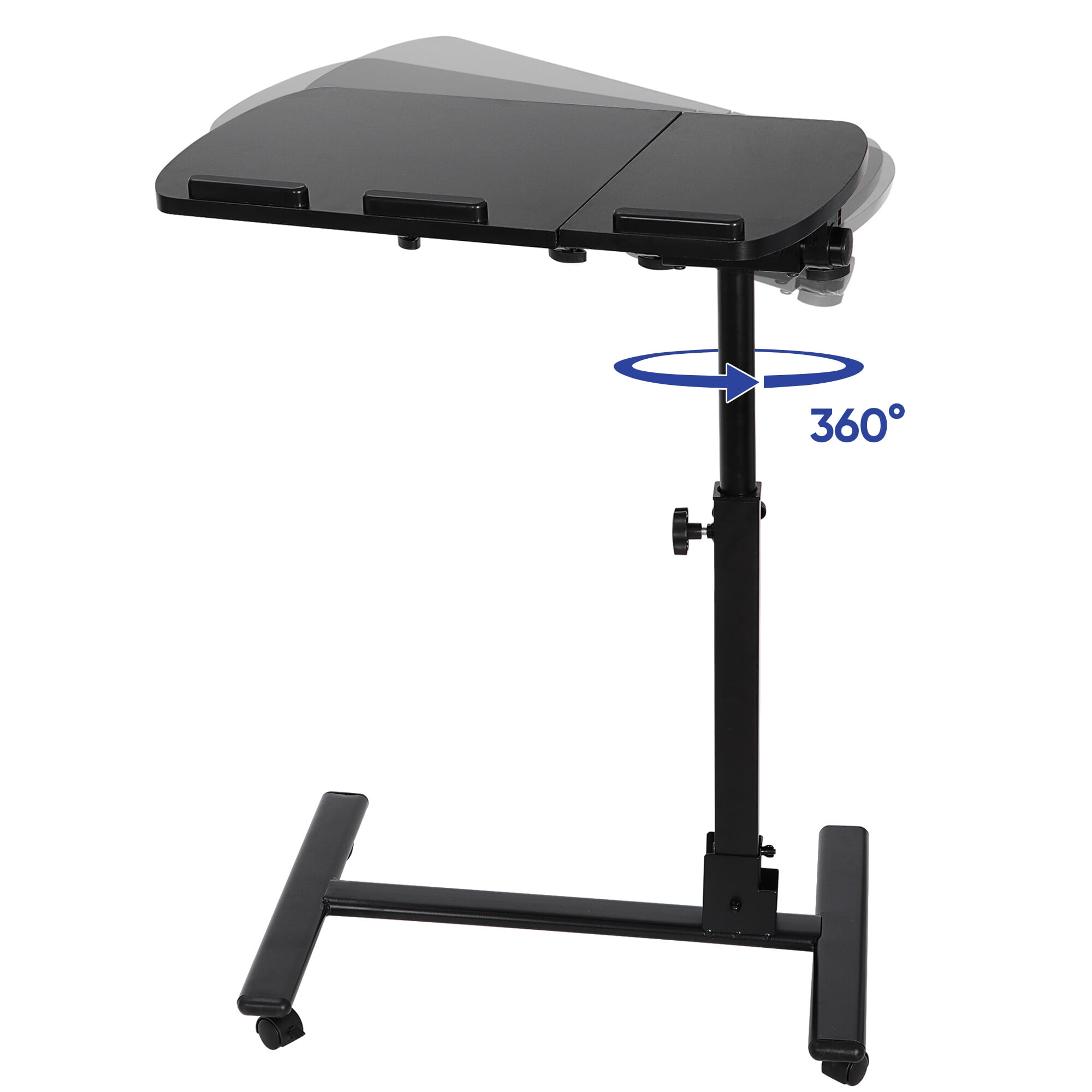 ZenSports Home Office Height Adjustable Mobile Laptop Stand Desk with Mouse Pad, Black