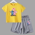 thumbnail image 3 of Nuevo conjunto de camiseta y pantalones cortos de verano con dibujos animados de Disney, bonito Stitch Angel para niños y niñas, ropa de algodón para niños, conjunto informal de 2 piezas para niños, 3 of 5
