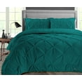 thumbnail image 1 of SGI Microfiber Comforter Set Oversized Queen Size Teal Pinch 3 Piece, 1 of 5