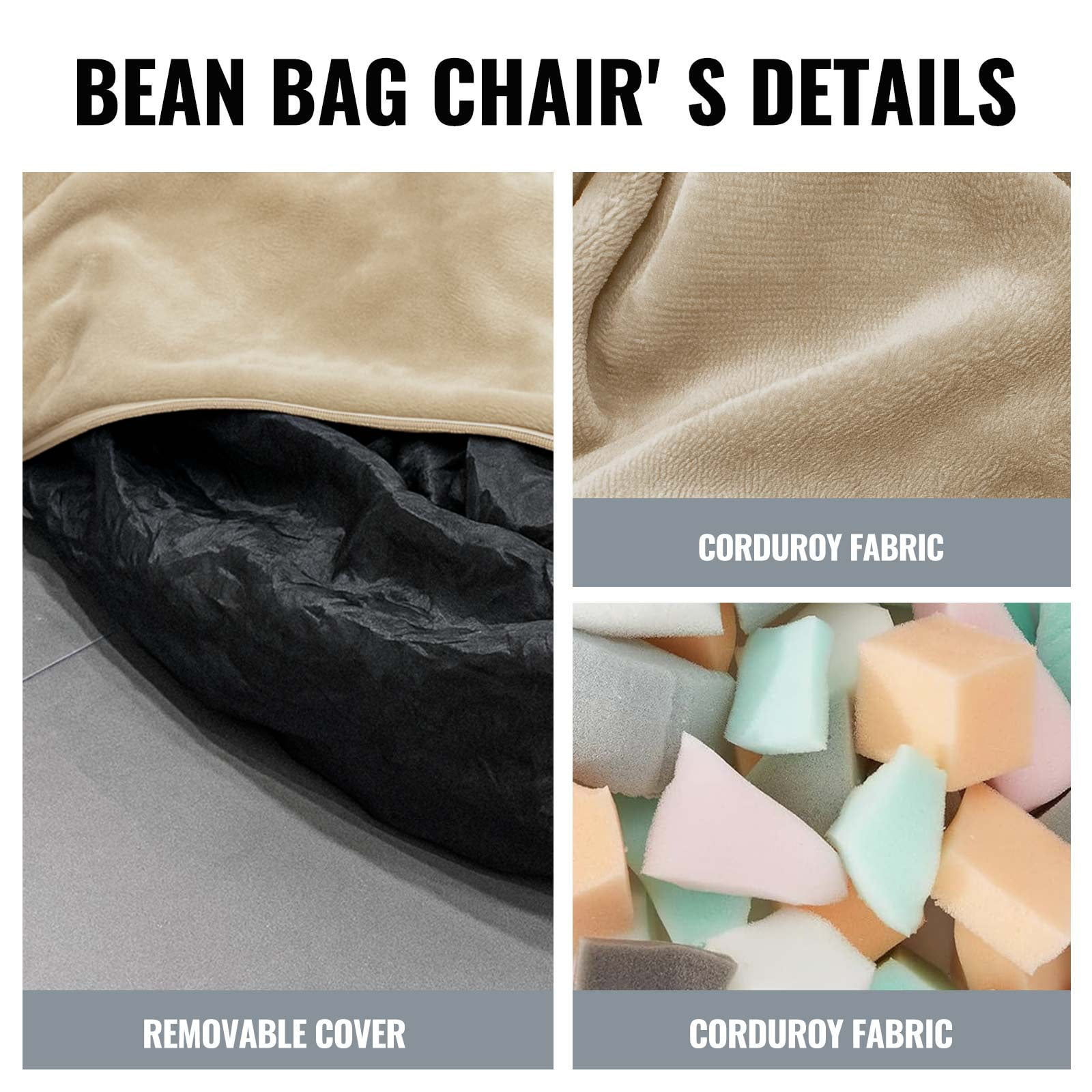 Bean Bag Chair,Convertible Bean Bag Chair Bed Giant Bean Bag Chairs for Adults Memory Foam Bean Bag Bed for Adults Bean Bags Chair that Turns into Bed