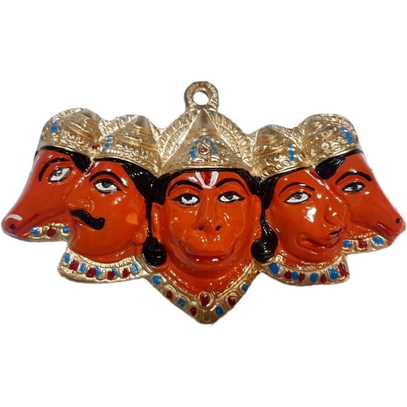 MASSIVE MART Orange Panchmukhi Hanuman Ji Idol Wall Hanging Resin For Main Door Entrance | Hanuman Statue For Home Decor & Puja