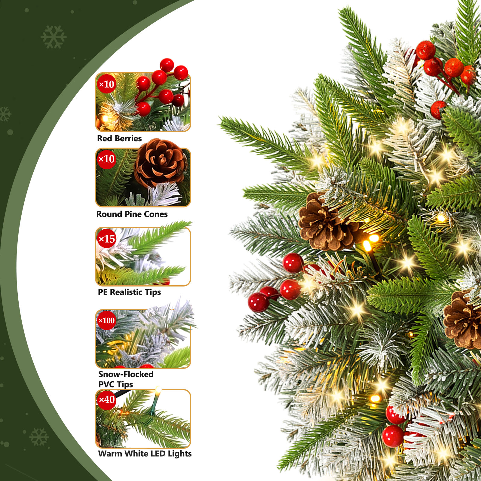 Yexmas 24-Inch Pre-Lit Small Christmas Trees, Set of 2 photo 7