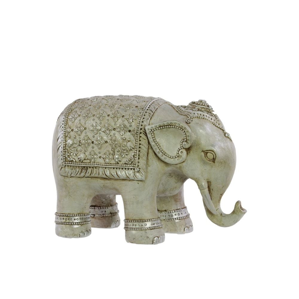 Resin Persian Elephant Figurine Small Matte Beige