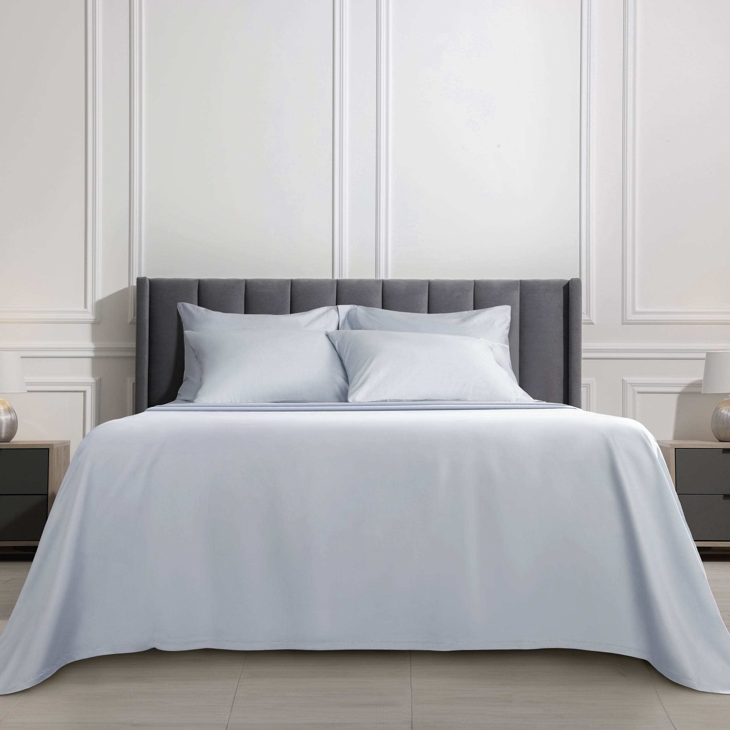 Serta 6-Piece 800 Thread Count Light Blue Cotton Rich Adult Bed Sheet Set, Queen - Deep Pocket