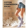 thumbnail image 2 of Lanola 2 Pairs Thick Cotton Compression Socks for Women 15-20mmHg Cute Knee High Socks Support for Running, Travel, Nurse, Pregnancy（Pink/Purple）, 2 of 6