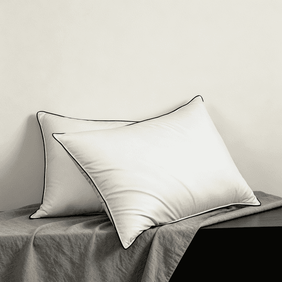 3‑Chamber Feather Down Surround Bed Pillows, With Microfiber Core, Soft Cotton Blend Cover,Soft-Medium Support For All Sleepers,Standard Size,Set of 1
