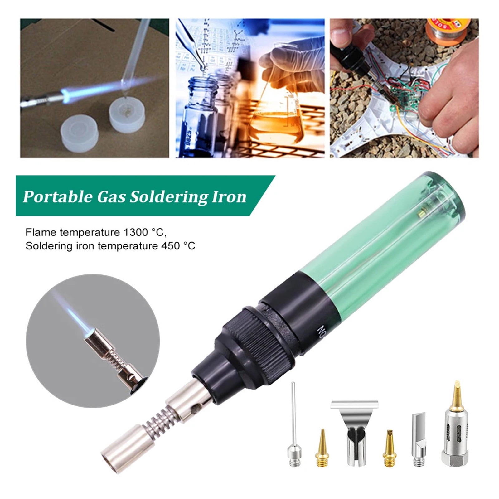 1300 Butane 4 IN 1 Portable Gas Soldering Iron Gas Blow Torch Gun Wireless Heating Tool Blow Pen Torch Welding Tools ,Precise Temperature Adjustment