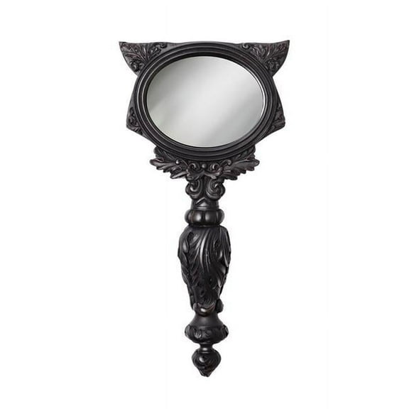 Alchemy Gothic V64B 8.66 in. Cat Hand Mirror, Black