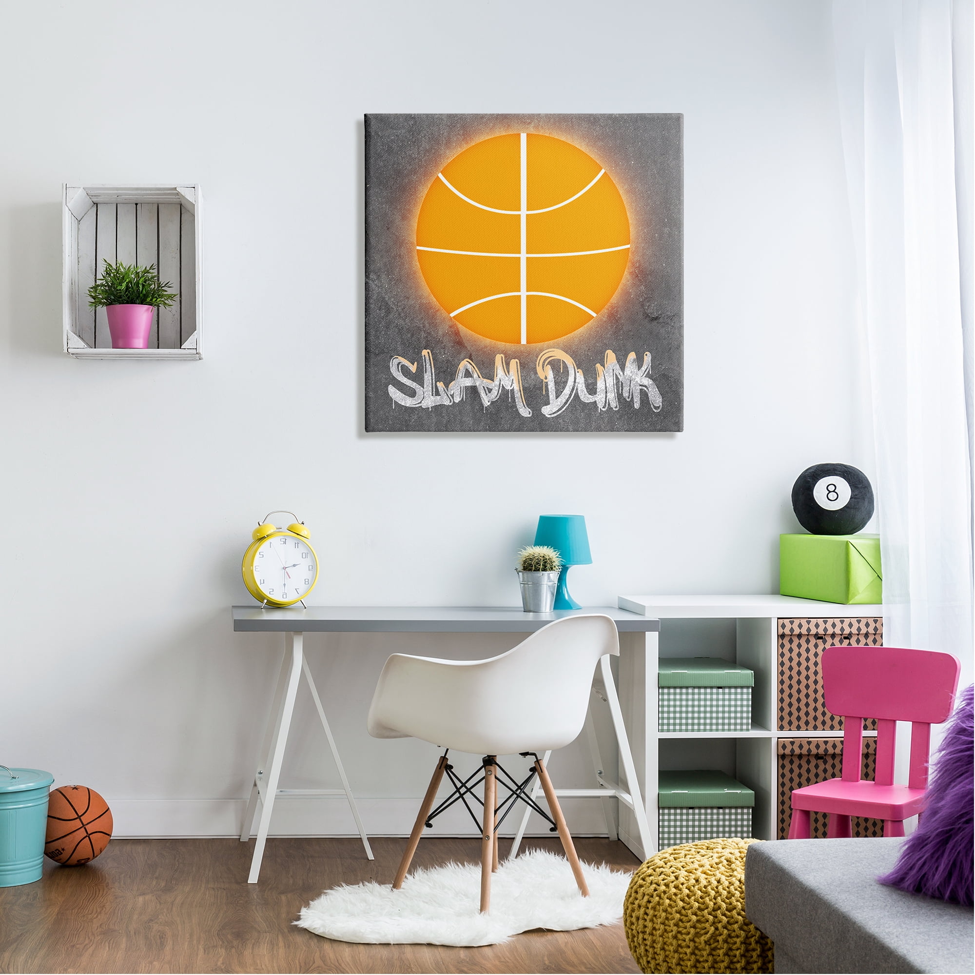 Stupell Industries Slam Dunk Urban Sports Sports Painting Gallery Wrapped Canvas Art Print Wall Art, 30 x 30