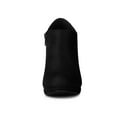 thumbnail image 2 of BLISSFUL STEP Women's Ankle Boots Faux Suede Round Toe Block High Heel Side Zipper Shoes Black 6, 2 of 8