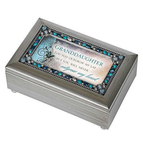 Cottage Garden Granddaughter Jeweled Silver Finish Jewelry Music Box