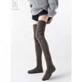 thumbnail image 3 of Gustave Women's Wool Thigh High Stockings,Over The Knee High Socks Leggings, Winter Cable Knitted Stretchy Long Sockings "Dark Gray", 3 of 7