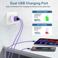 thumbnail image 2 of Type C Charger Block, Dual Port Wall Charger Adapter with 2pcs Type C Charging Cable 6FT, USB C Charger Fast Charging USB Brick Cube Power Base Charger Station Compatible for iPhone Samsung, Purple, 2 of 8