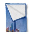 thumbnail image 2 of Urban Soft Flannel Fleece Blanket, City Skyline of Shanghai China on Huangpu River Dusk Famous Travel Destination, Cozy Plush for Indoor and Outdoor Use, 50" x 70", Blue Pink Yellow, by Ambesonne, 2 of 5