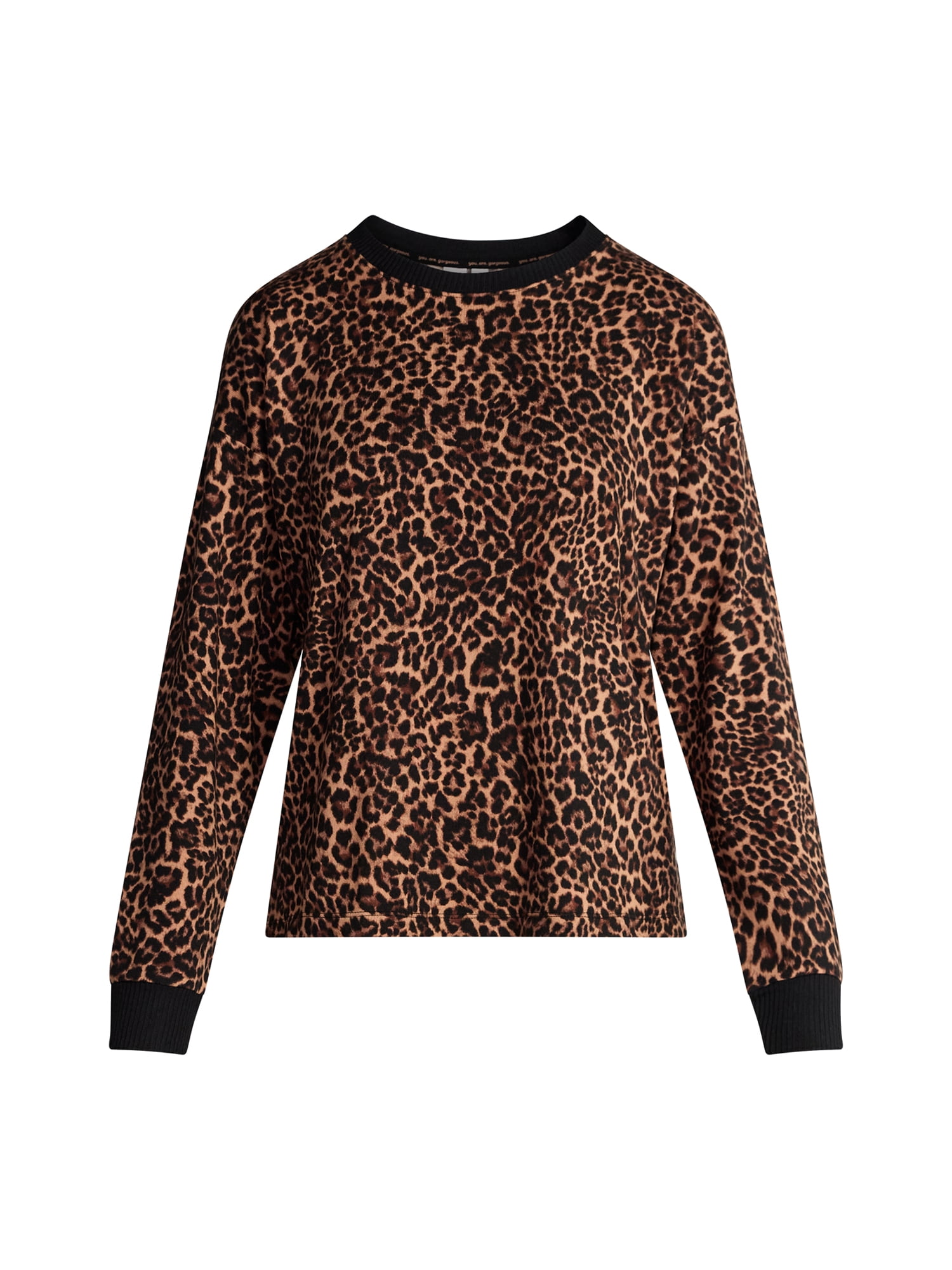 Joyspun Women's Cozy Lounge Collection Hacci Knit Sleep Top with Long Sleeves, Sizes XS-3X