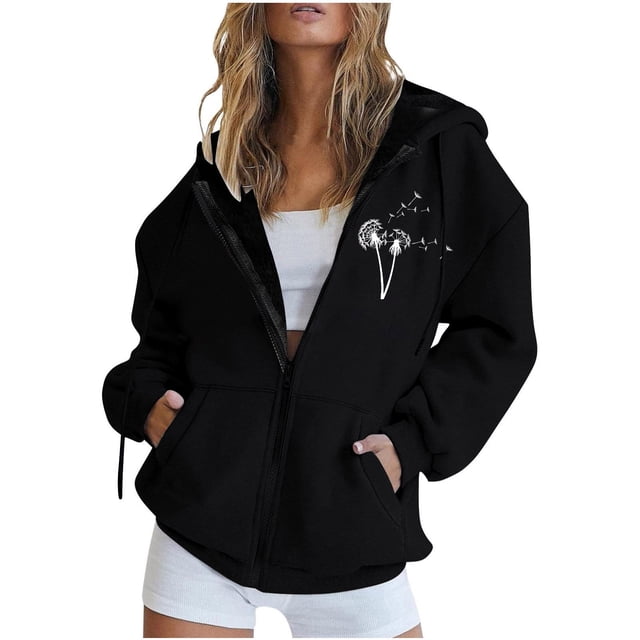 Fermeture à Glissière Chandail à Capuche pour Femmes 50 % de Réduction en Liquidation Mode Fermeture Éclair Col en V Chandail Manches Longues Imprimé Blouse à Capuche Chandail en Molleton
