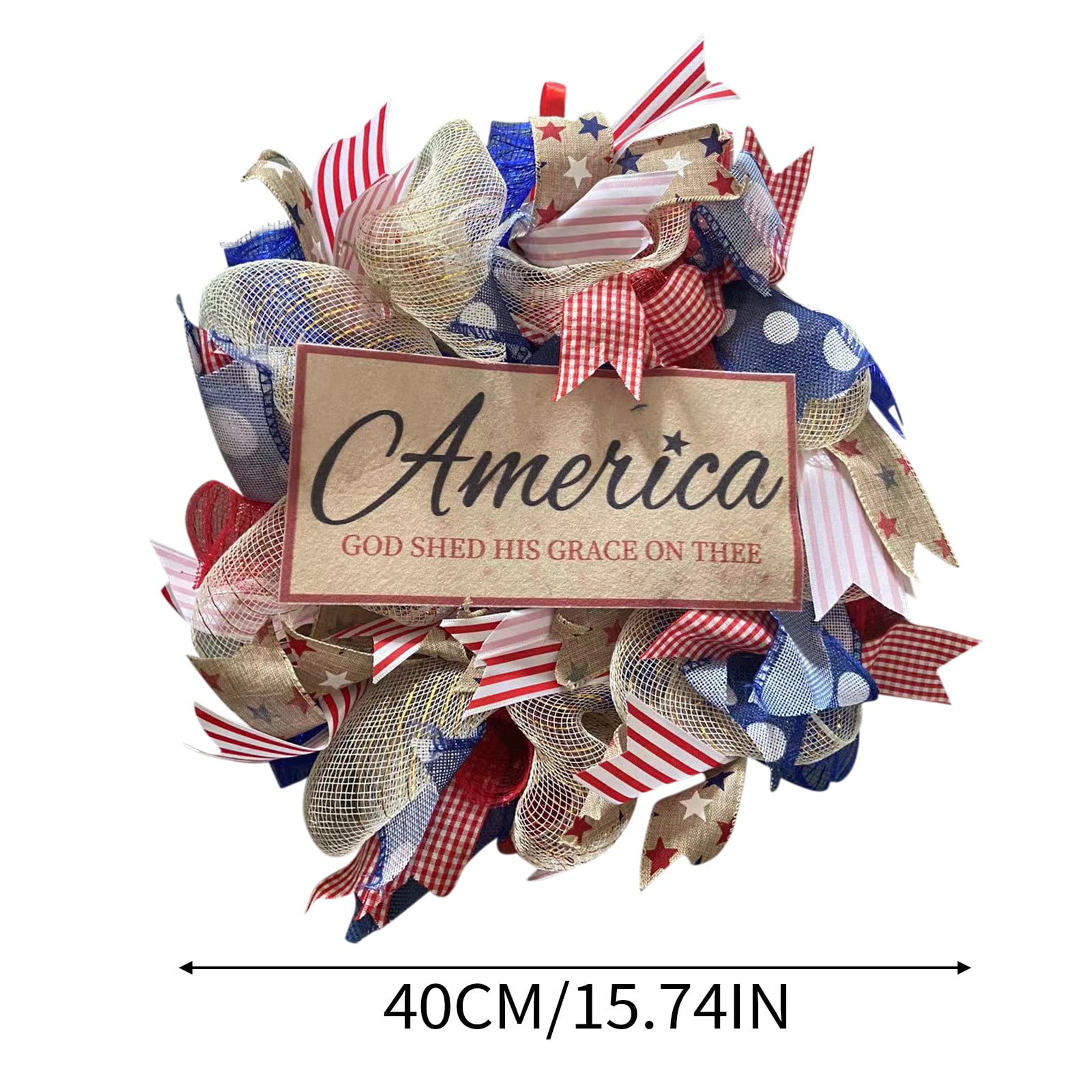 4th of July Truck Wreath Front Door Party Decoration Patriotic Red White Blue Independence Day 1776-2026 Memorial Day Bow Knot USA Gifts