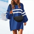 thumbnail image 2 of Yuhangmm Womens Hoodies Pullover Womens Oversized Striped Sweatshirt Long Sleeve Crew Neck Casual Pullover Tunic Tops with Cozy Warm Material Blue S, 2 of 9