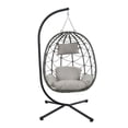 thumbnail image 2 of Egg Chair With Stand Indoor Outdoor Swing Chair Patio Wicker Hanging Egg Chair Hanging Basket Chair With Stand For Bedroom Living Room Balcony,Gray-B, 2 of 16