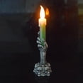thumbnail image 2 of Fnochy Halloween Led Electronic Candle Lights Horror Skull Holding Candle Lamp, Happy Holloween Party Decoration, Halloween Decorations (Green), 2 of 5