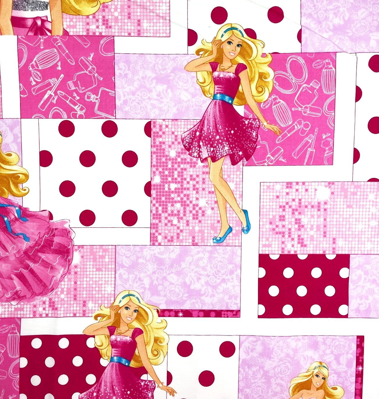 1 Yard - Barbie's Little Sister Skipper Doll on Pink Cotton Fabric (Great for Quilting, Sewing, Craft Projects, Throw Pillows & More) 1 Yard X 44" Wide