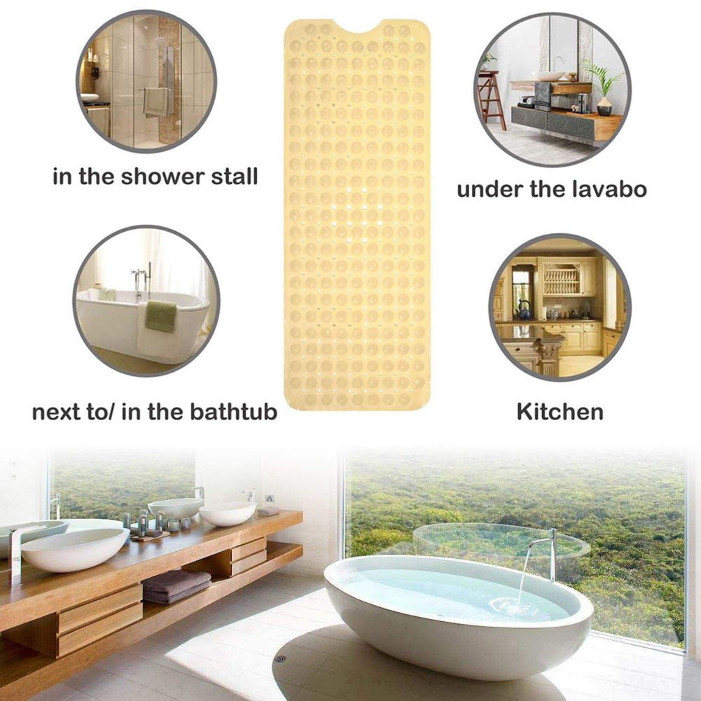 Bath Tub Shower Safety Mat 28 x 16 Inch Non-Slip and Extra Large, Bathtub  Mat with Suction Cups, Machine Washable Bathroom Mats with Drain Holes,  Clear