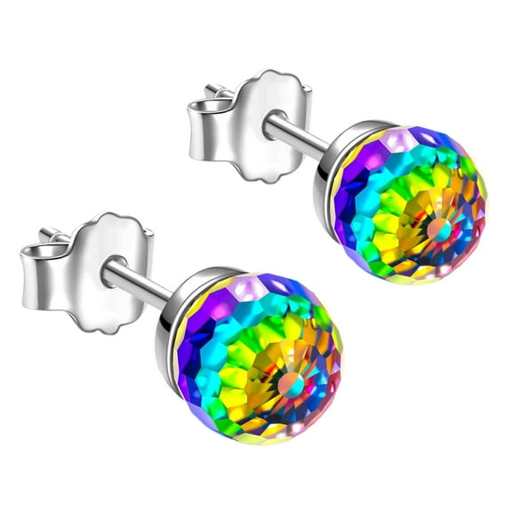 HUANLEDASH 1 Pair Stud Earrings Colorful Rhinestone Round Design Adjustable Fit Ear Studs Sparkling Earrings Ear Accessories