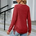 thumbnail image 7 of Scyoekwg Western Tops for Women V-Neck Side Tie Tunic Shirts Lightweight Loose Tshirt Tops for Women Trendy Long Sleeve Dressy Casual Blouse Solid Color Blouses (Red,XXL), 7 of 7