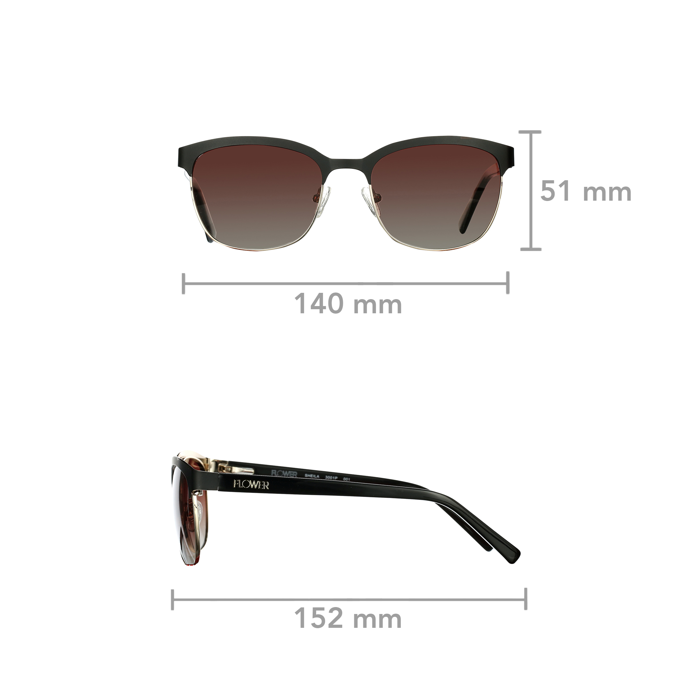 Free Shipping! FLOWER by Drew Barrymore Sheila Sunglasses Black