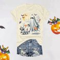 thumbnail image 2 of Yuhangmm Womens Halloween Shirt Ladies Fashionable Casual Halloween Printed Short Short Sleeved T Shirt Top for Parties Beige M, 2 of 4