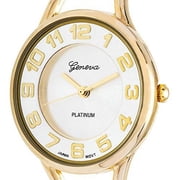 Ladies 32mm Round Elegant Metal Bangle Cuff Fashion Watch QRTZ (Gold)
