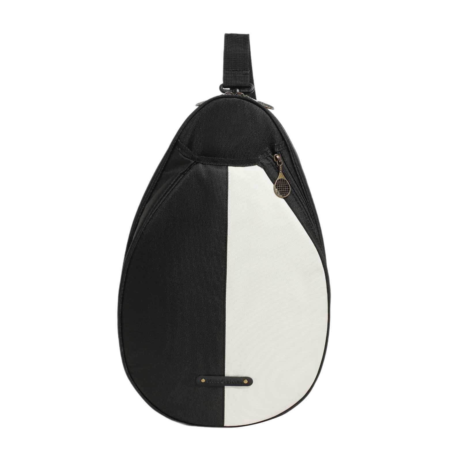 Baoblaze Tennis Bag Chest Shoulder Purse Women Tennis Racket Bag Black White