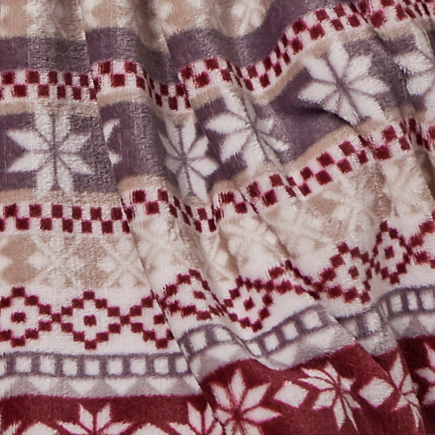 Cuddl Duds Oversized Throw Blanket with a Sherpa Foot Pocket, 50" x 70", Fairisle