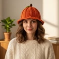 thumbnail image 5 of Jiibva Crochet Pumpkin Hat Halloween Beanie Hat Funny Photo Props for Women and Men Thanksgiving Day New Year Head Accessory, 5 of 7
