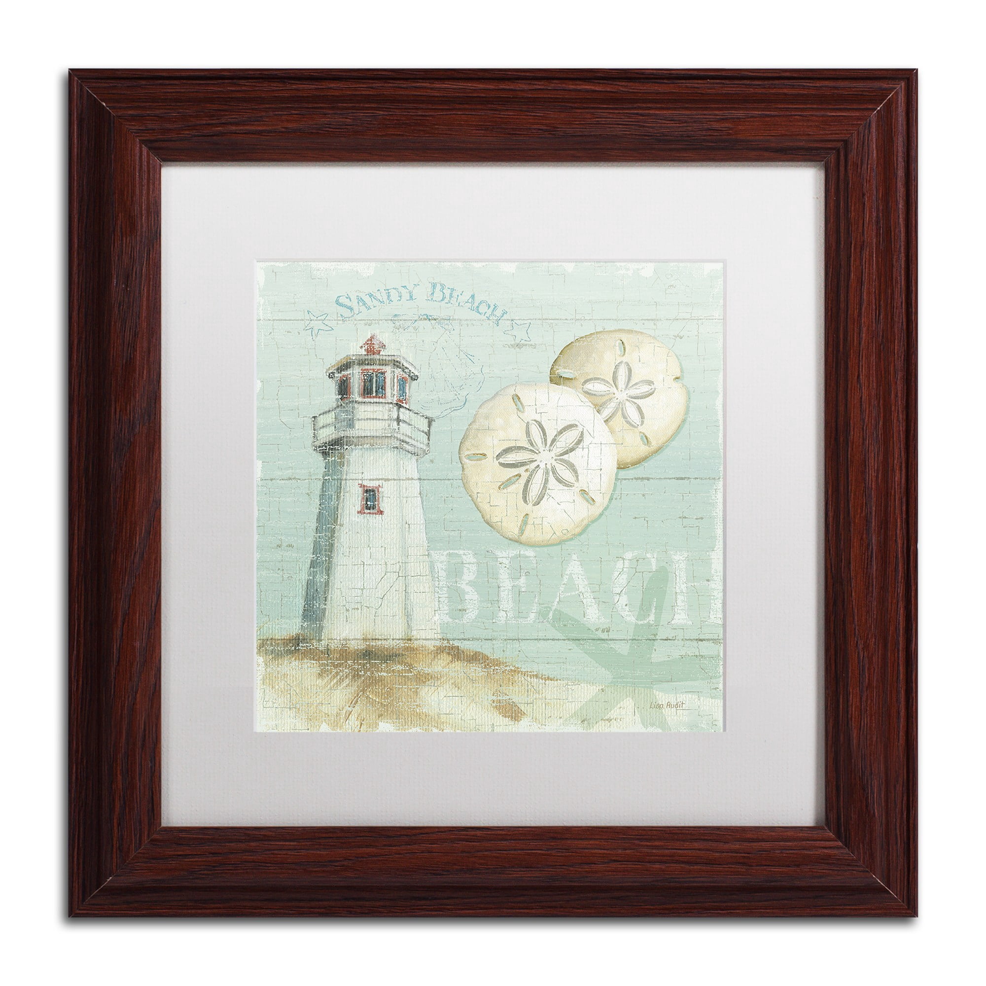 Trademark Fine Art "Beach House I" Canvas Art by Lisa Audit, White Matte, Wood Frame