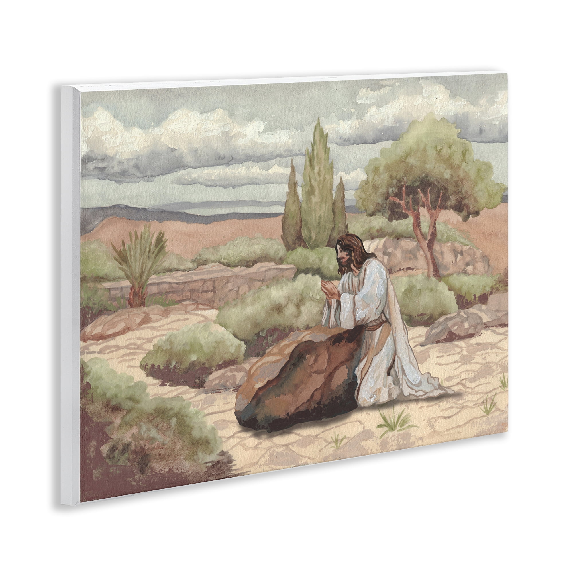 Stupell Industries Jesus Praying Countryside Wall Plaque Art, design by Elizabeth Medley