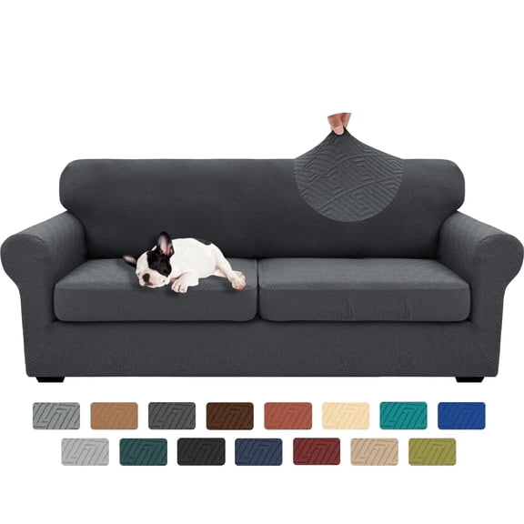 XYMHUN 3-Piece Sofa Cover Stretch Couch Cover Washable Sofa Slipcover Furniture Protector with 2 Cushion Covers,Loveseat Dark Gray