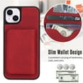 thumbnail image 6 of Case For iPhone 15 RFID Blocking Protective Purse Case With Magsafe Kickstand 2 In 1 Detachabl Flip Horizontal multi-slot card holder Shockproof Protective Leather Cover,Red,For iPhone 15, 6 of 8