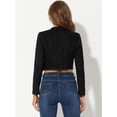 thumbnail image 3 of Chaqueta corta de manga larga con cremallera y cuello levantado de ante sintético para mujer Negro XS, 3 of 4